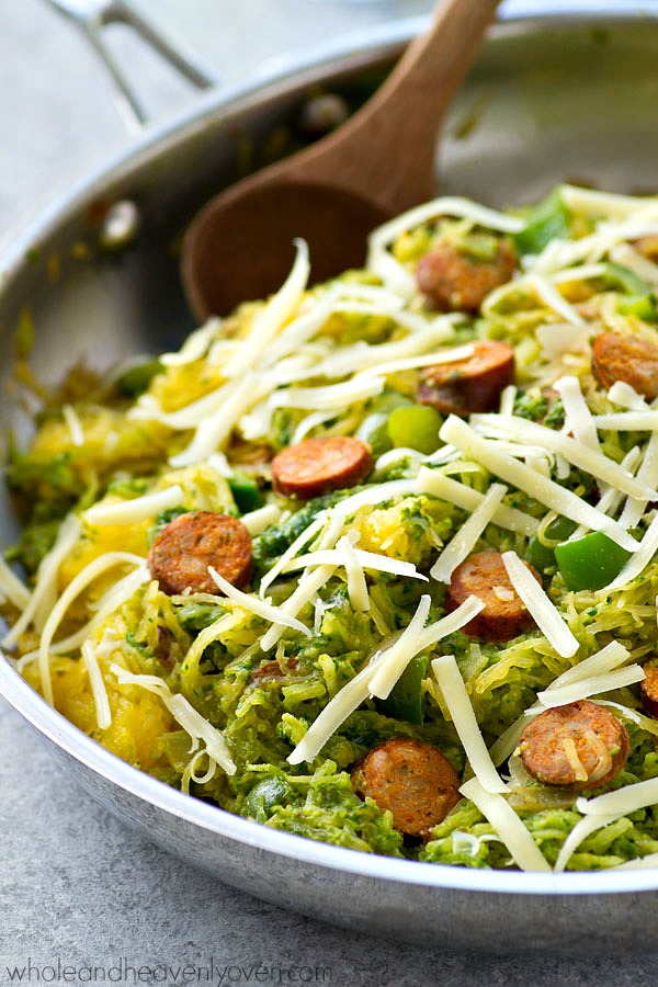 pesto-spaghetti-squash-sausage-skillet5