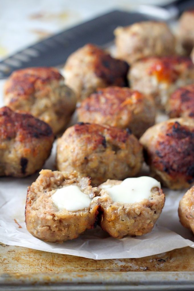 Cheese stuffed turkey meatballs