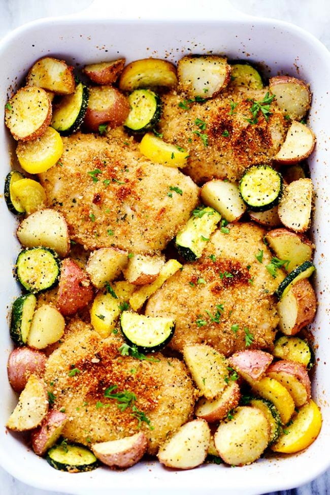 onepancrispyparmesangarlicchickenwithvegetables-650x975